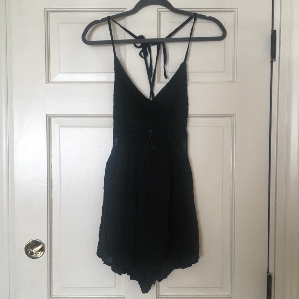 NWT Abercrombie & Fitch Navy Romper w/ Lace Panel